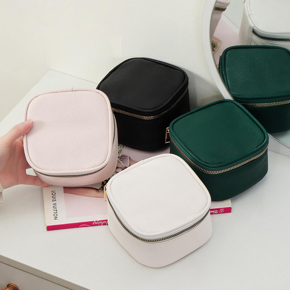 Leather Jewelry Box, Earrings, Necklace Accessories, Portable Packaging And Storage Box, Leather Jewelry Dust Bag