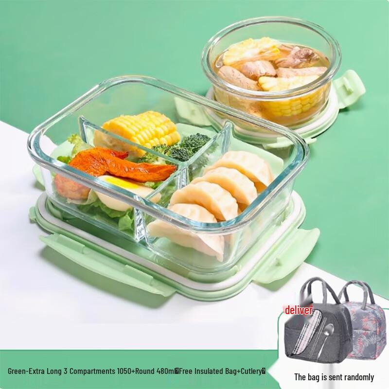 Set di contenitori per il pranzo in vetro adatti al microonde