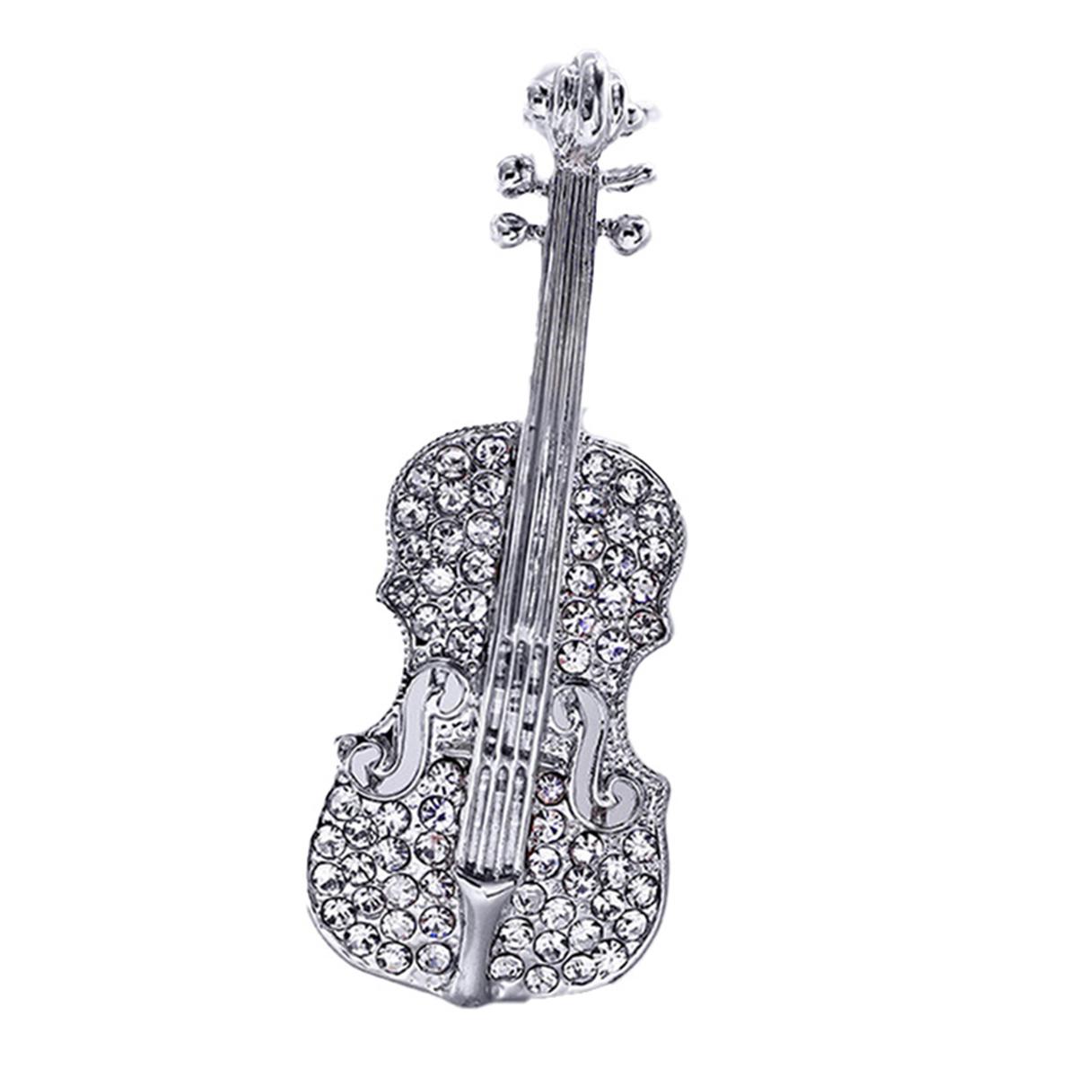 

Женская металлическая брошь в форме скрипки с горным хрусталём