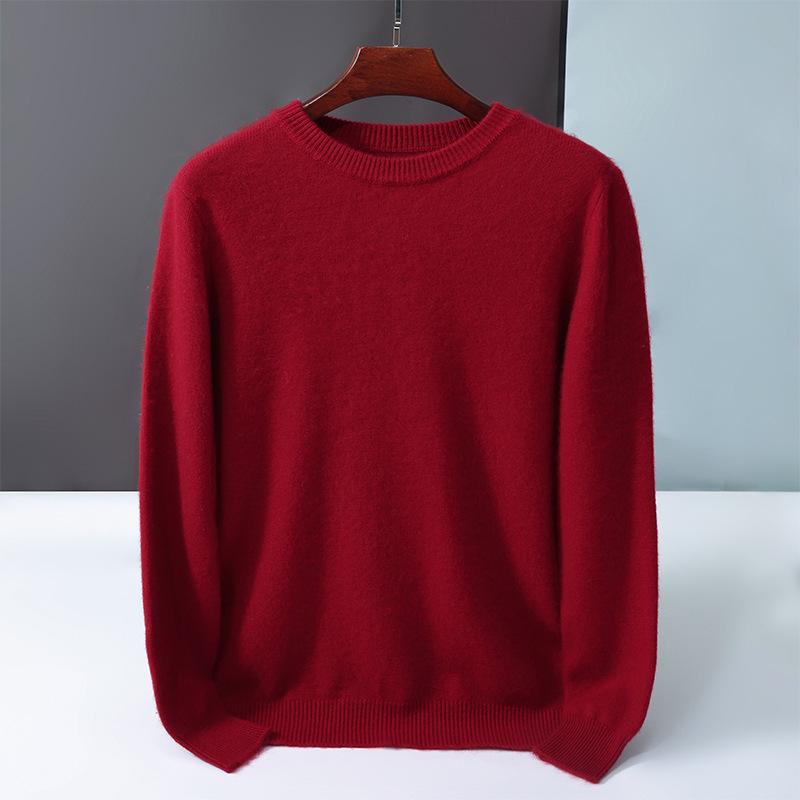 New round neck 100 pure cashmere sweater solid color loose thickened pullover knitted primed warm sweater