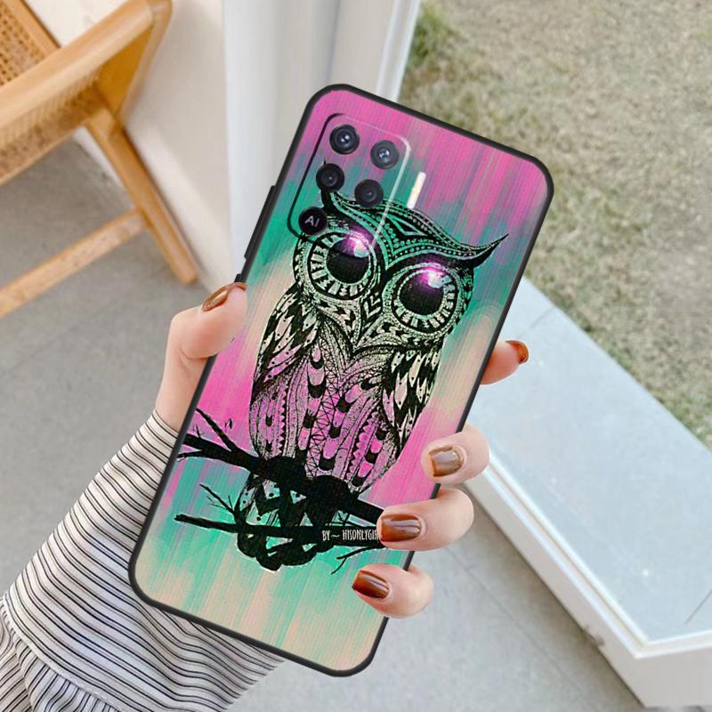 Cute Cartoon Owl Case For Oppo A60 A80 A40 A17 A57 A77 A74 A54 A94 A78 A98 A18 A38 A58 A96 A76 A16 A15 A5 Pro