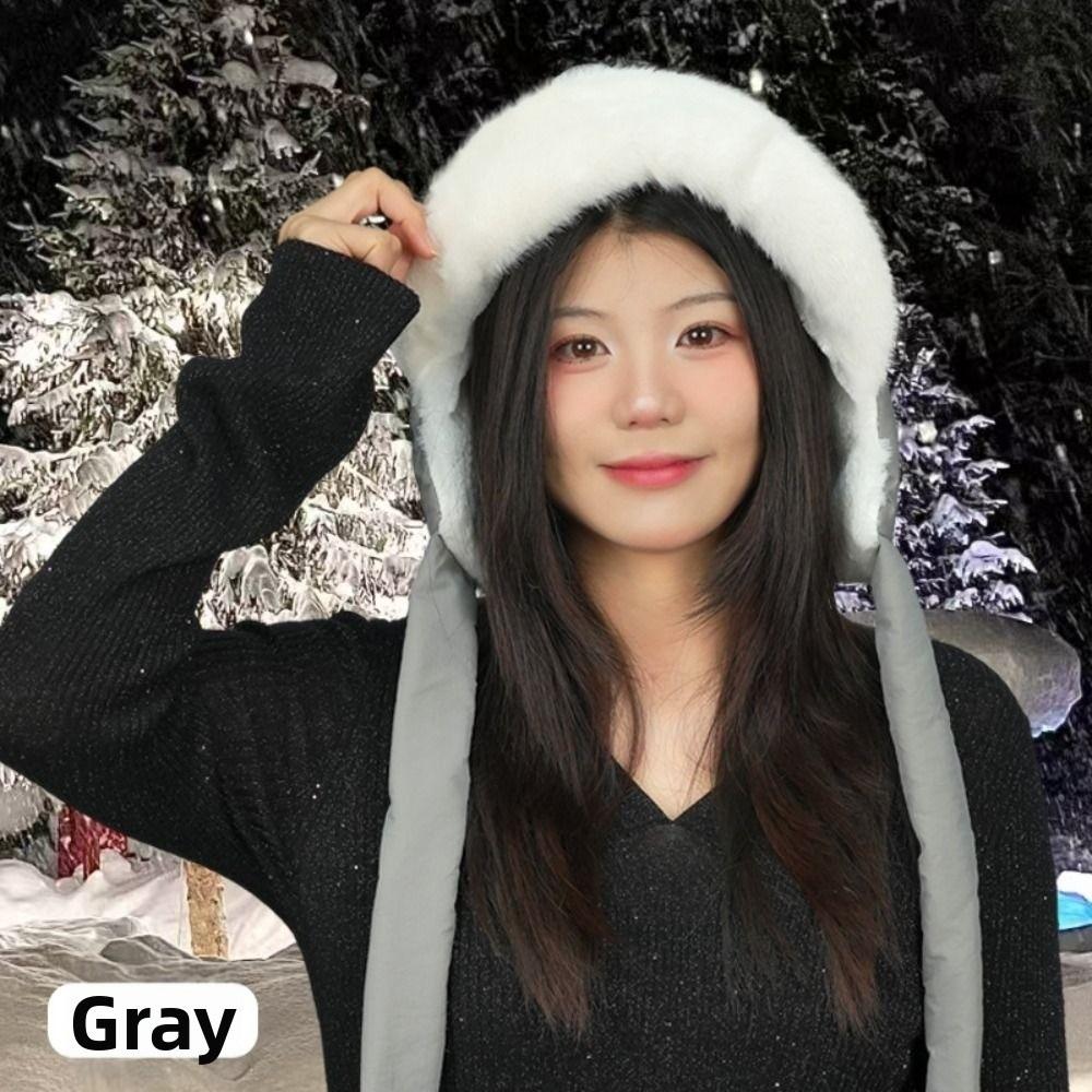 

Мягкие плюшевые шапки-пуловеры Ветрозащитные плюшевые наушники Шапка Подарки Зимняя теплая шапка Велоспорт Езда серый