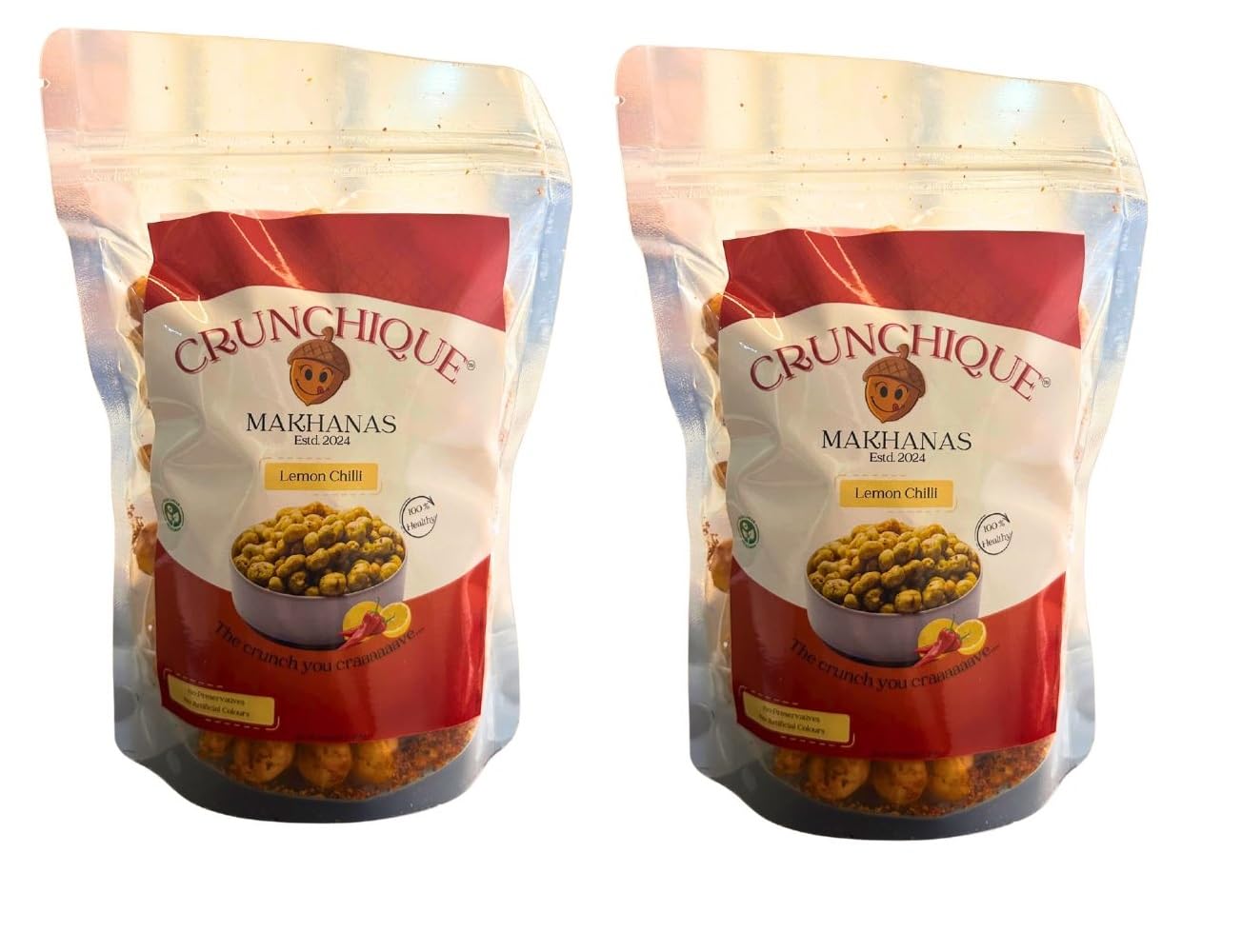 

Crunchique Ghee-Roasted Lemon Chilli Roasted Makhana | Tangy & Spicy Snack | Rich in Antioxidants | Ghee-Roasted | Gluten-Free | Zero Trans Fat |