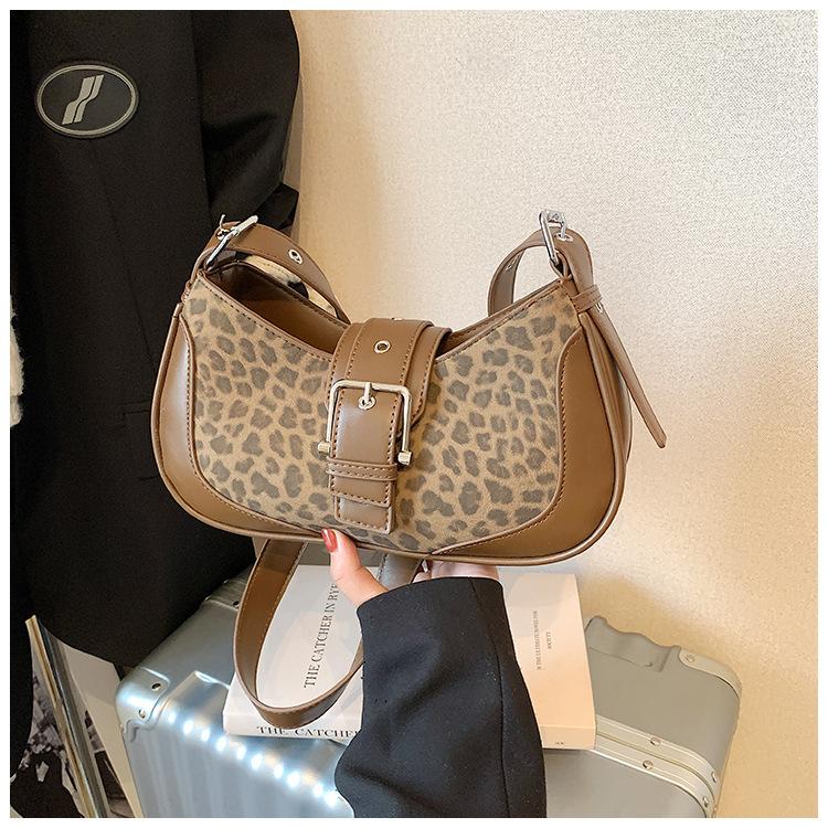 Contrast Color Leopard Print Small Women's Bag New Fashion Texture Shoulder Messenger Bag