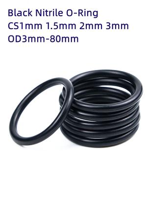 Schwarzer Nitril-O-Ring Dicke CS1mm/1.5mm/2mm/3mm Außendurchmesser 3-80mm Gummi Ölbeständige Dichtung