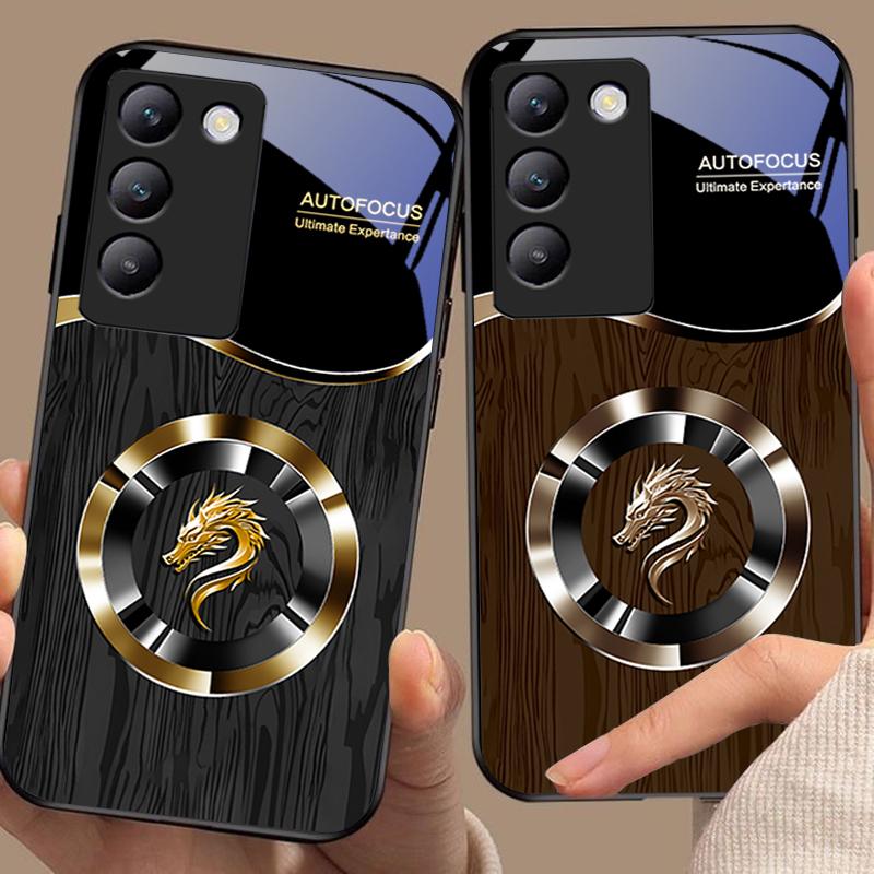 Circle Dragon Für Y72 33S 11 03 36 96 Lite 35 16 Iqoo 12 V40 SE 5G 29 40 21 30 X80 Pro Vivo Hartglas Handyhülle Schwarz