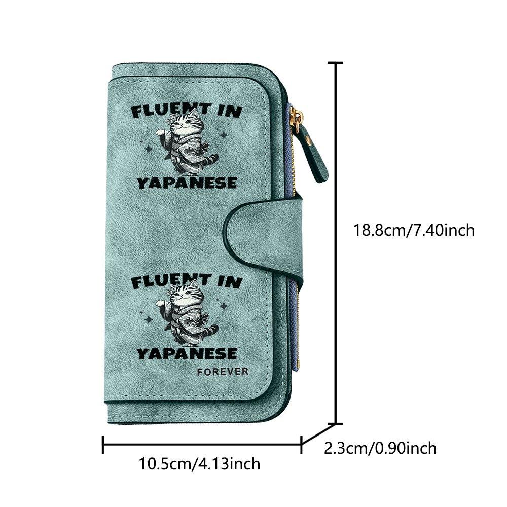 Japanese style cat print long zipper wallet large capacity card holder unisex clutch bag fashionable zippered coin purse suitable for daily travel