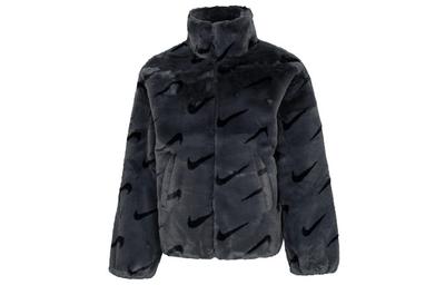 Giacca da Donna in Ecopelliccia Stampata Taglia Asiatica Grigio Fumo Scuro DQ6843-070