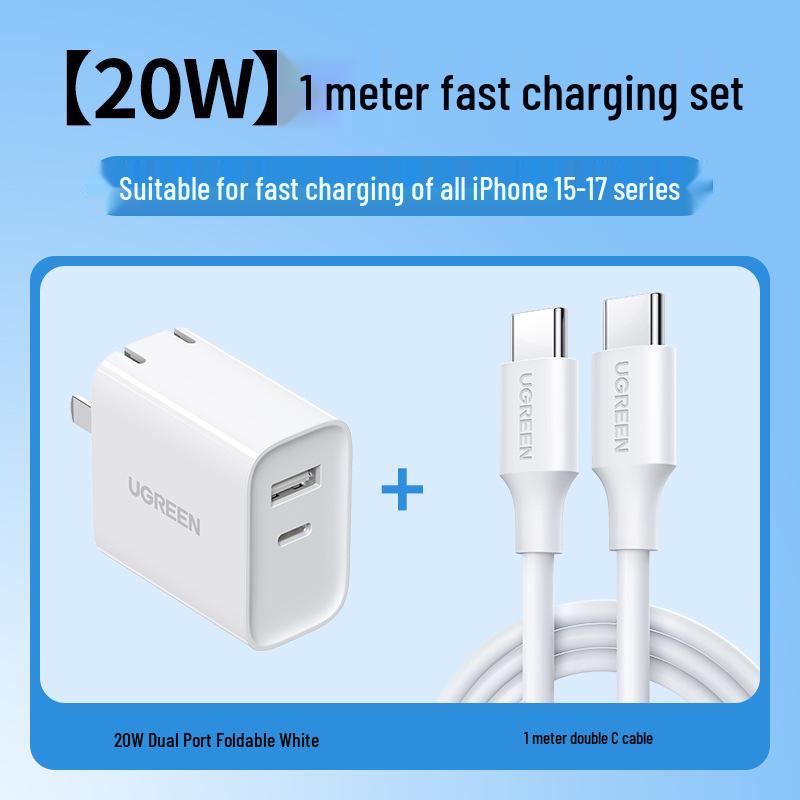 UGREEN 30W Dual-Port Charger for iPhone 15/13, iPad, Huawei, Android