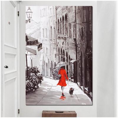Diamond Embroidery Retro Abstract City Rain Day Street Diamond Painting Cross Stitch Round Drill