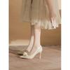 Niche French flower wedding shoes female lead wedding dress bride bridesmaid shoes women's single shoes stiletto high heels