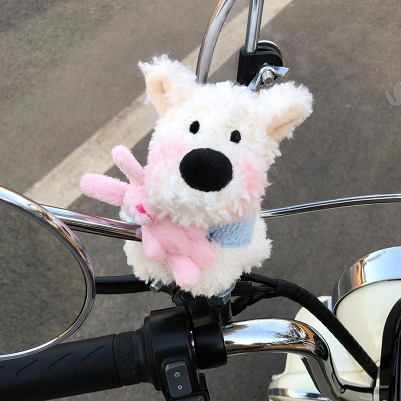 Kawaii West Highland Terrier Welpen Plüschtier Cartoon Magnetische Stoffpuppen Motorrad Elektrofahrrad Rückspiegel Anhänger Dekor