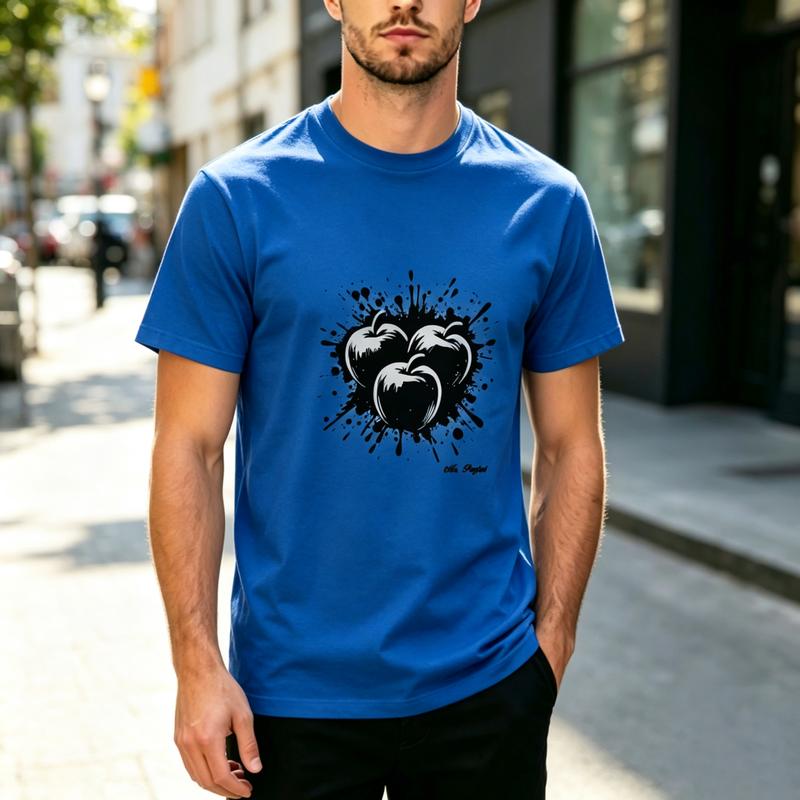 Perfect Three Apples Splash Ink Graphic T Shirt Unisex Unisex Cotton Short Sleeve Tee Minimalist Streetwear Casual Gift Y2k Top