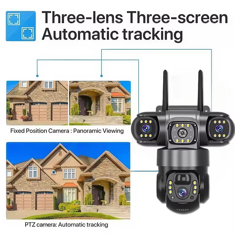 LS VISION V380 Solar 4G Camera Outdoor 12MP 6K Triple Lenses Triple Screens Security Video Monitor Night Vision Waterproof CCTV Cameras