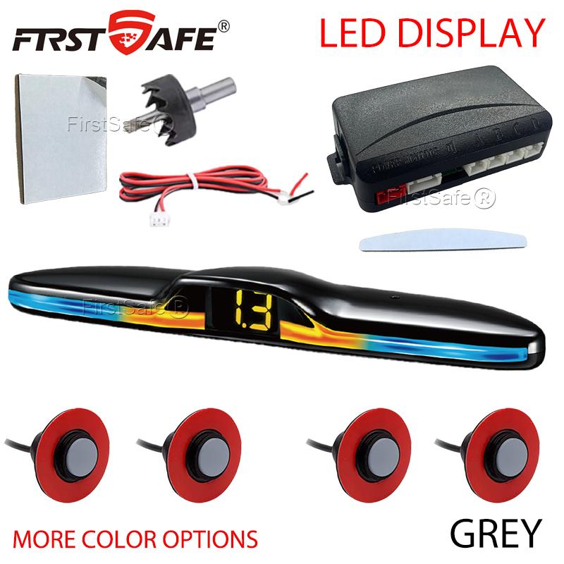 Reverse radar, voice broadcast LED display 4 sensors 16.8mm radar detection system backlight display