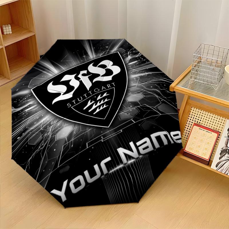 VfB Stuttgart FC Automatic 3‑Fold Umbrella 8‑Rib Windproof Folding Umbrella Sun Rain Protection For Outdoor Travel Daily Use