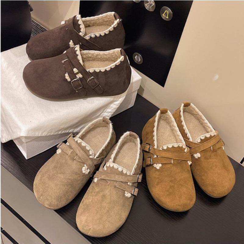 Thick bottom inner height increase, velvet warm women's winter new versatile all-inclusive one-pedal cotton shoes tide