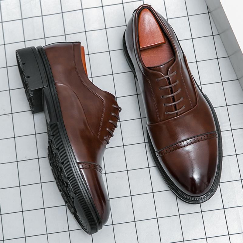 

Men Shoes Men’S Dress High Quality Business British Social Formal Leather Block Party Wedding Office Suitable for Daily Wear and Various Occasions 38