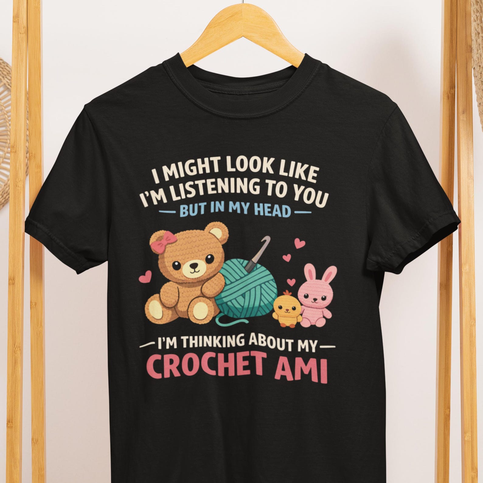 Crochet Amigurumi T-Shirt: Thinking About Crochet Ami Graphic Tee XL