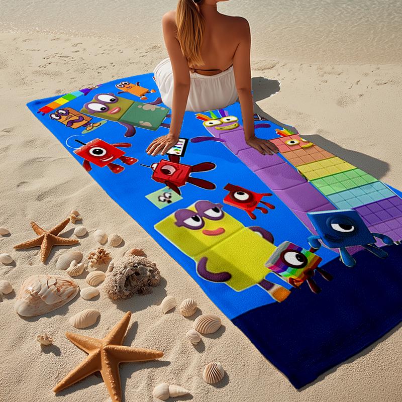 Number-Blocks Abenteuer Strandtuch, Superweiche Mikrofaser, Geschenk für Sie/Ihn, Geburtstag, für Pool, Strand, Reisen, Heimdeko Fan-Geschenke