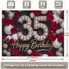 2D Luxury 35th Birthday Backdrop with Diamond Number and Red Roses Party Background