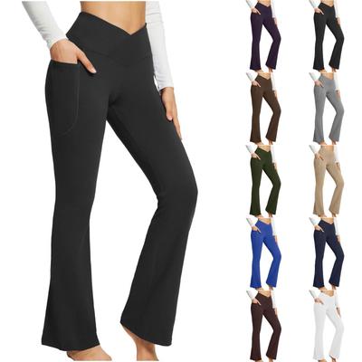 2025 Frühling/Sommer Damen Einfarbig Hohe Taille Slim Fit Weites Bein Yogahose