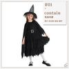 Halloween Witch Costume Girls Dark Gothic Dress With Cape Belt Hat Socks Broom Kids Cosplay Outfit