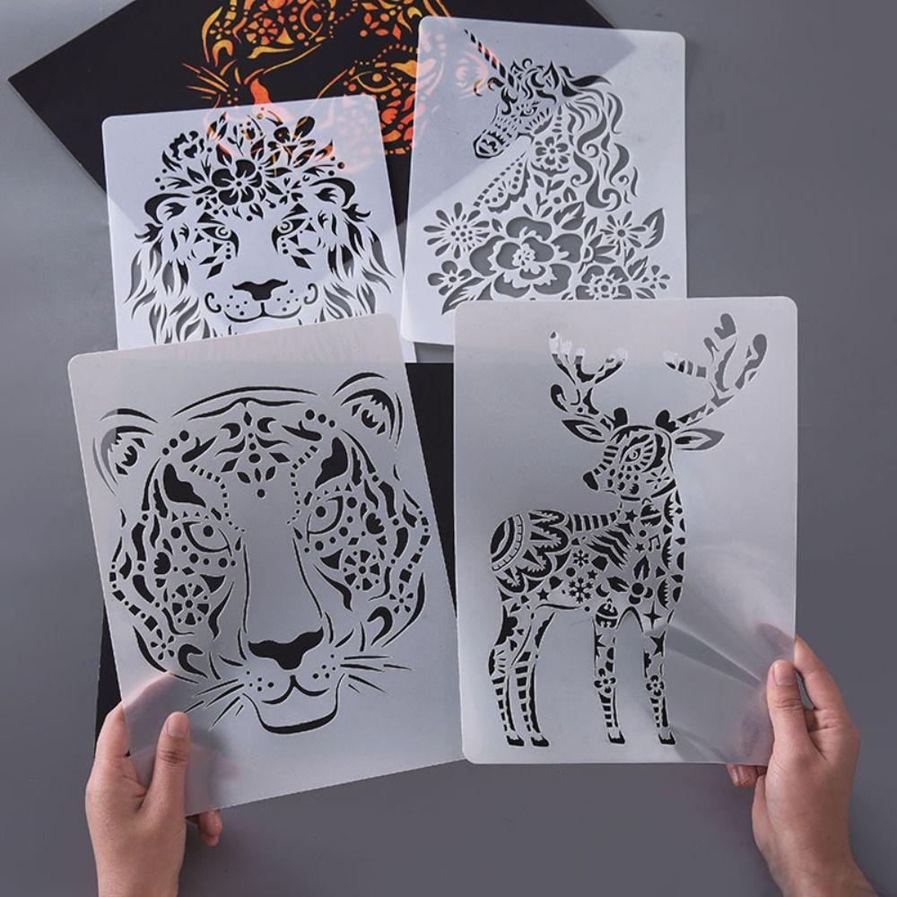 

5PCS Scrapbook Coloring Cutout Template Embossing Stencils Scratch Coloring Template DIY