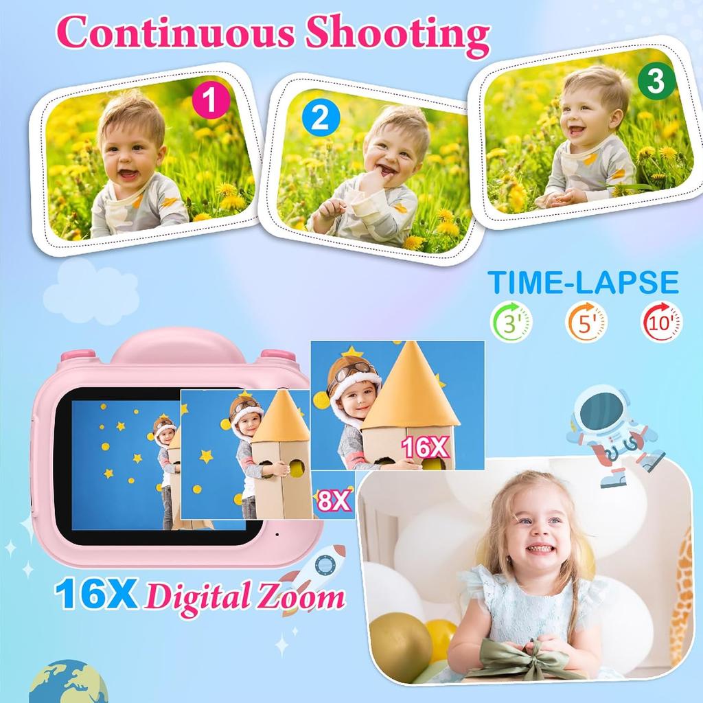Kids Camera Instant Print, 3.5'' Kids Digital Camera Instant with 1080P HD Photos & Videos, Christmas Birthday Gifts for Girls Boys Age 3-12 (Pink)