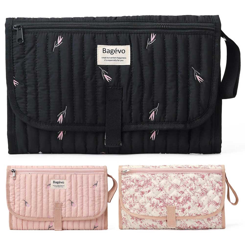 Baby Expandable Diaper Bag with Wet Wipe Pocket Foldable Travel Diaper Mat Bag Easy-Clean Lightweight for Go Out Parents Carry