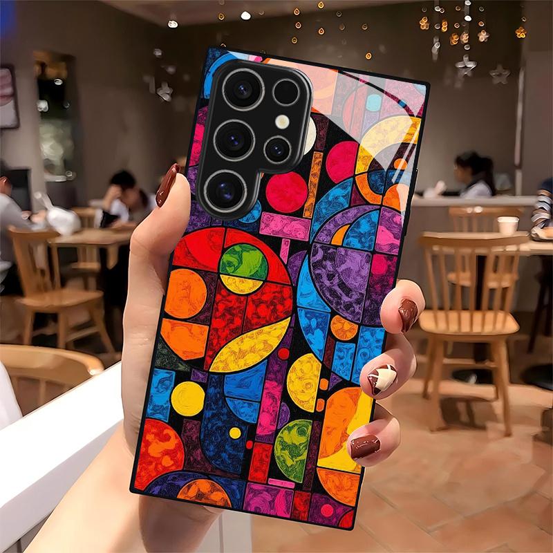 Colorful Circle Pattern 2D Phone Case for Samsung S26 S25 S24 S23 S22 S21 S20 A56 A36 A16 - Glass Protective Cover