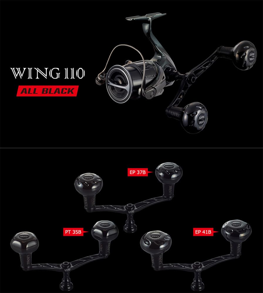 LIVRE 11782 WING 110 B Series Reel with EP41B Knob, Daiwa DS Right-Handed Reel, All Black, WD110-KB41DR