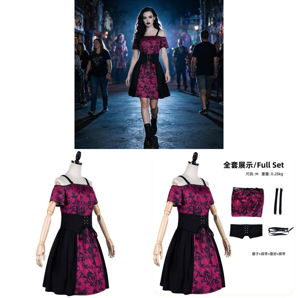 Gotischer Vampir-Kurzrock Halloween Cosplay Kostüm Für Damen