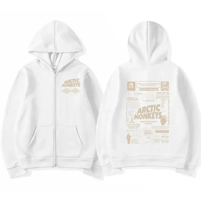 Rock Band Arctic Monkeys Music Tour Zipper Hoodies Men Women's Hip Hop Oversized Sweatshirts Long Sleeve Zip Up Jackets Hoodie