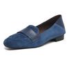 Retro Round Toe Faux Suede Low Heel Pumps Women Fashion Sewing Patchwork Design Loafers Elegant Comfort Commuting Office Shoes
