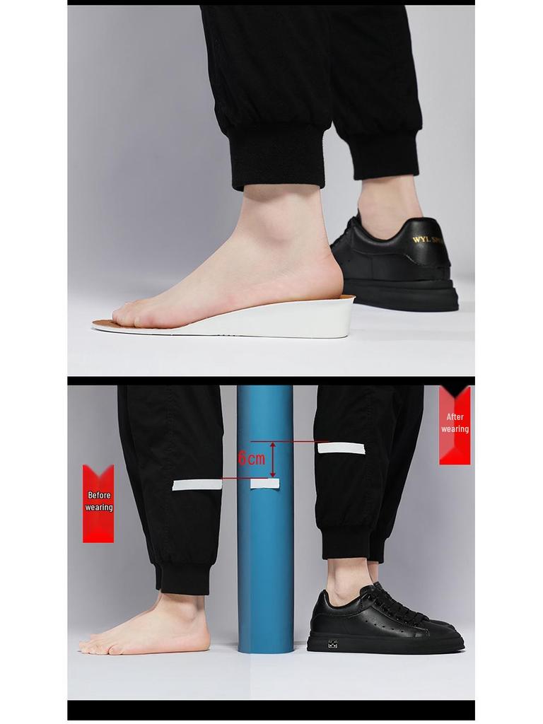 Classic Korean Men's Skate Shoes, Casual 6CM Height-Increasing White Sneakers, Versatile Invisible Lift, Available in Large Sizes.