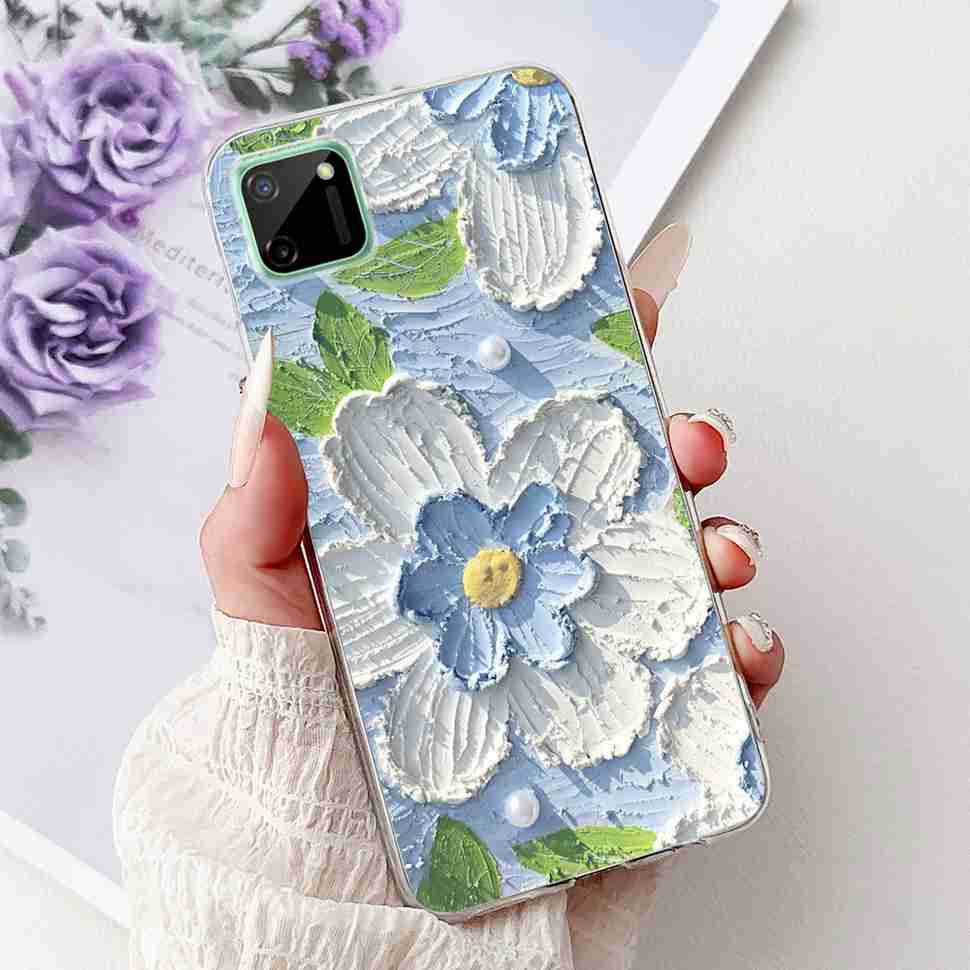 For Oppo Realme C11 6.5" Case Colorful Butterfly Soft Silicone TPU Cover For Realme c11 C11 RMX2185 Fashion Flower Phone Cases