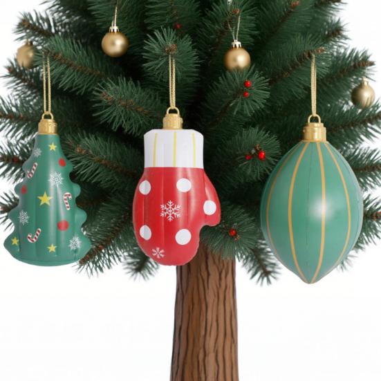 Christmas Inflatable Decoration Blow-up Xmas Tree Glove Decoration Reusable Inflatable Hanging Christmas Ball for Outdoor Indoor Festive Decor