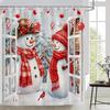 Christmas Shower Curtain Snowman Xmas Tree Farm Barn Truck Red Bird Snowflake Winter New Year Decor Bathroom Curtains Set with Hook 70X70 Inch