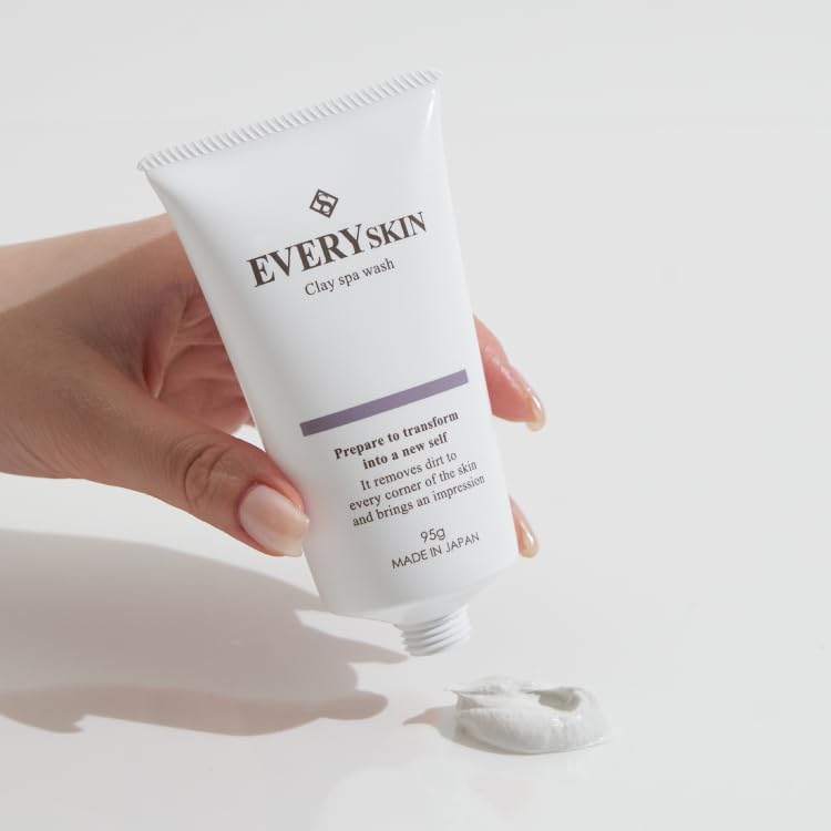 EVERYSKIN Argilla Spa Lavaggio (95g Detergente Esfoliante) Detergente Viso Argilla Naturale, Acido Glicirrizico (Sebo, PoriOpacitàLuminosità) Confezione Detergente, Adatto per