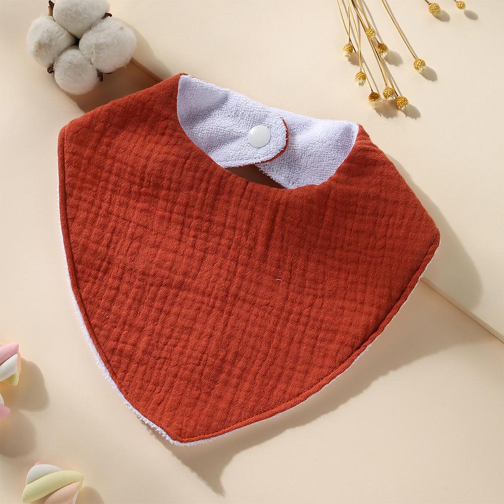 

New Cotton Baby Bib Soft Waterproof Triangle Saliva Towel Adjustable Button Print Infant Boy Girl Feeding Burp Cloth Cute Bibs темно-червоний колір