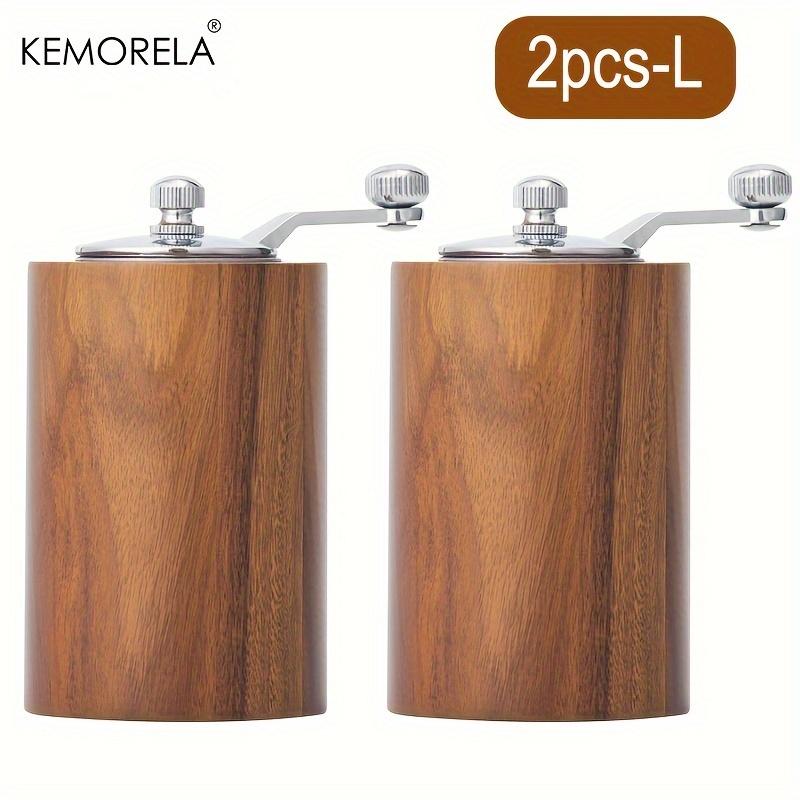 2PCS European Solid Wood Pepper Grinder, Manual Salt & Pepper Mill,Home Kitchen Seasoning Shaker for Steak & Pasta Easy to Clean