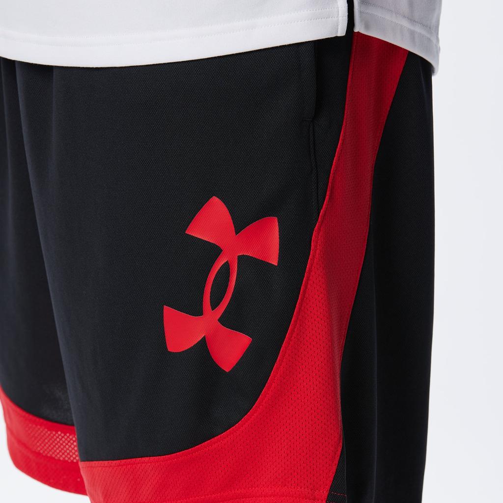 Under Armour Color Block Logo Print Casual Sports Shorts Men Shorts Black Red 1378332-002