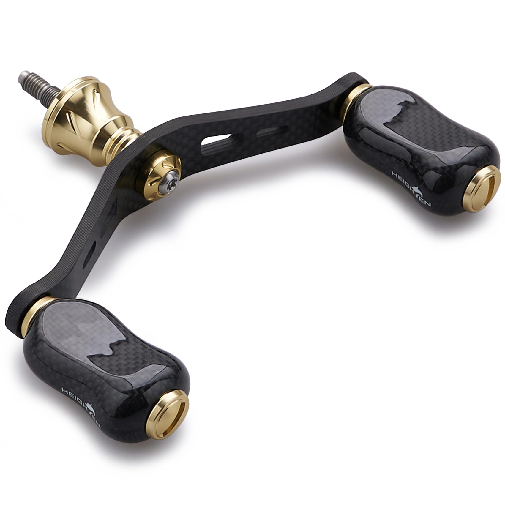 

HEIGHTEN 90mm Reel Handle with 21mm Carbon Compatible with Shimano and Carbon Fiber Handle for Spinning Gourd Series Knob, Daiwa, 1.5K Reels, (Gold)