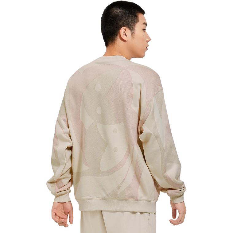 Men's Li-Ning Sweatshirts Unisex Swan White Jacquard Crew Neck Moderate Regular