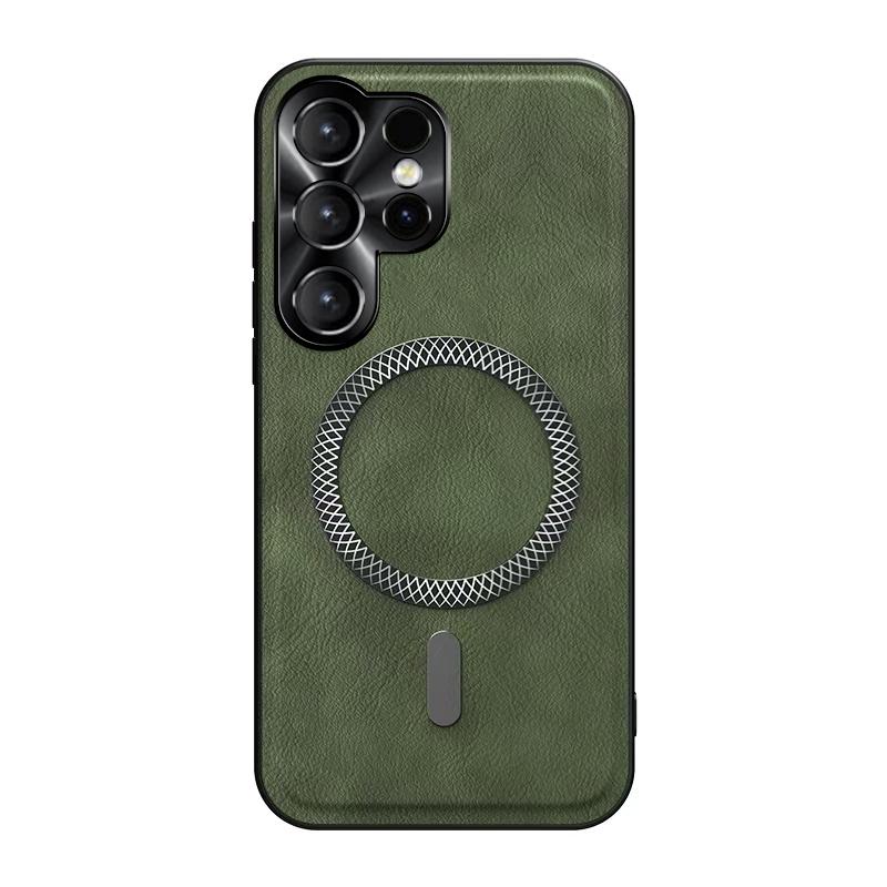 For Samsung Galaxy S26 S25 S24 S23 S22 Ultra Plus High End Leather Metal Magnetic Ring Phone Case For Samsung S25FE S24FE S23FE