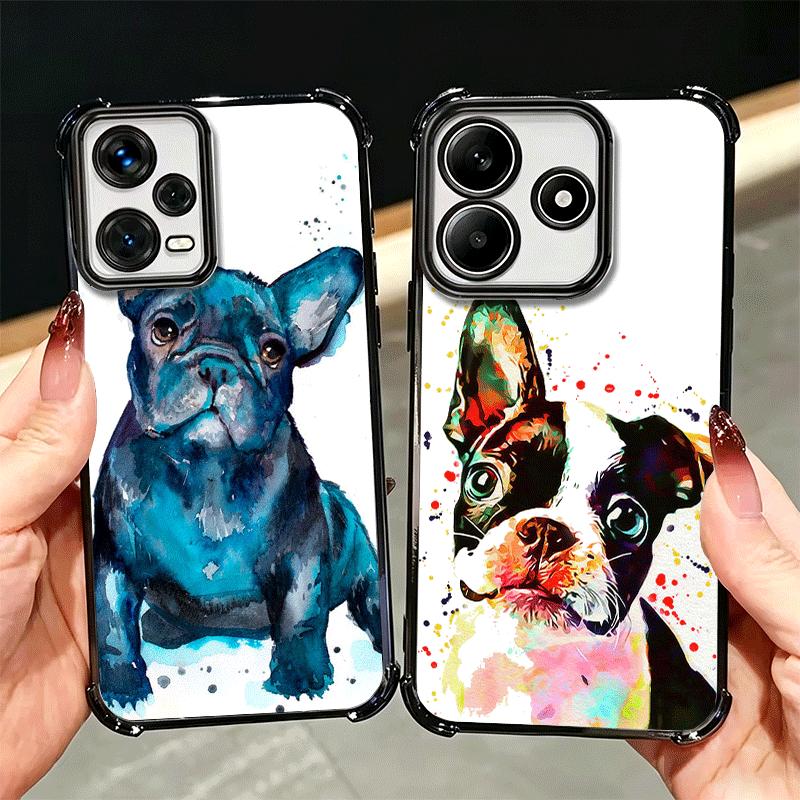 French Bulldog Dog Pug Design Plating Phone Case For Xiaomi Redmi Note 14 15 Pro Plus 13 12 11 11S 11T 10 9S 9 5G Anti-Fall Aira