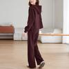 Women's Fleece-Lined Slimming Sportswear Two-Piece Set, Autumn/Winter 2024 Fashion, Age-Reducing, Casual and Loose.