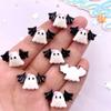 10Pcs Resin Colorful Cute Witch Hat Cat Bat Skull Figurines Flatback Stone DIY Bow Halloween Decor Scrapbook Accessories