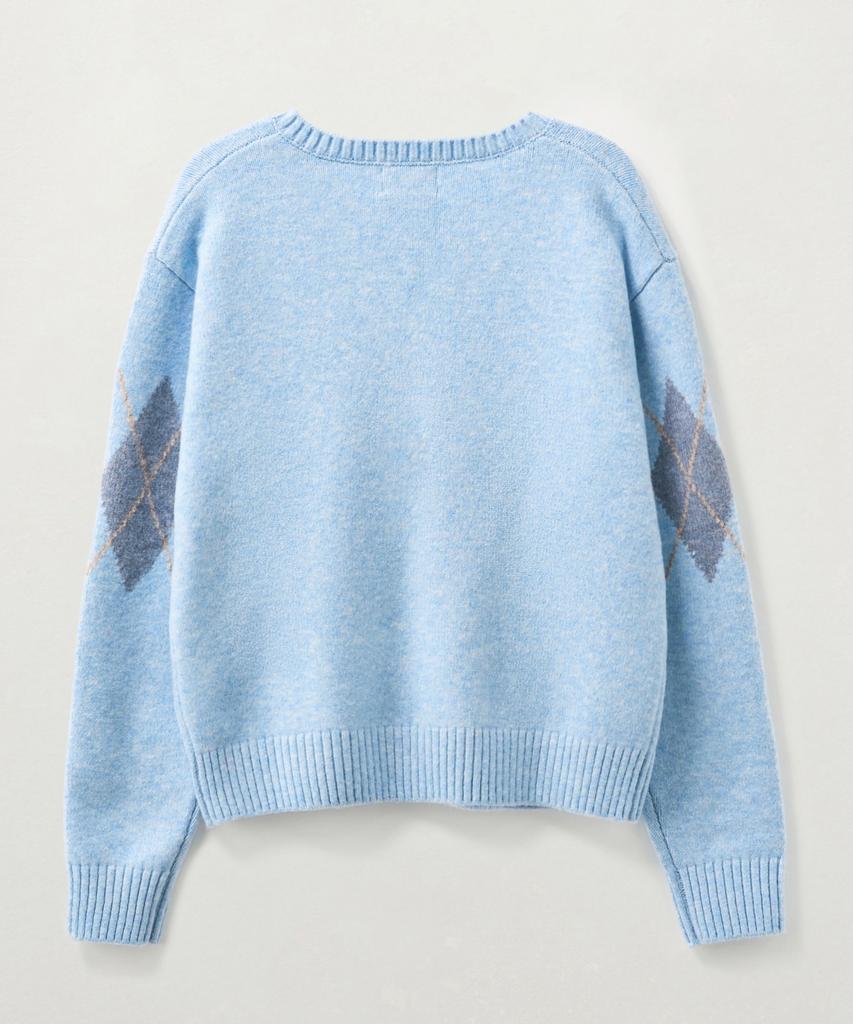 Seteo (W) Argyle V-Neck Pullover Knit Sky Blue